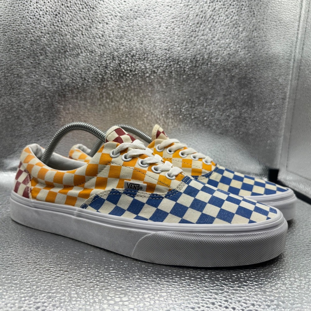 Size 10 Vans Era Sneakers Mens Multicolor Excellent Checkerboard Low Top